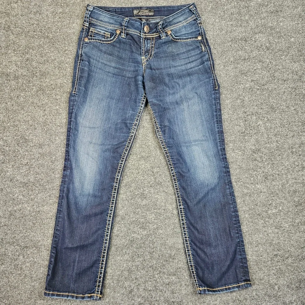 Silver Suki Capri Jeans Women's 26 Dark Wash Denim‎ Stretch Mid Rise Cropped